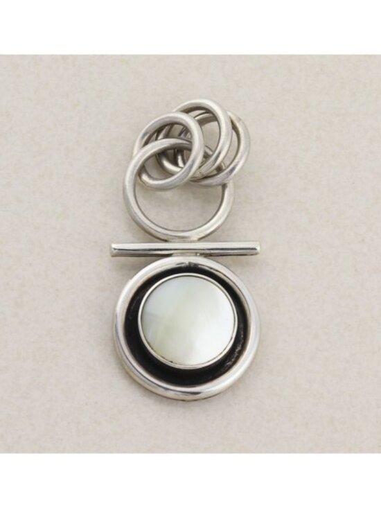 Unbranded Jewelry - Pendant Only Sterling Silver Natural Mother of Pearl Pendant 2 1/4" x 1"
